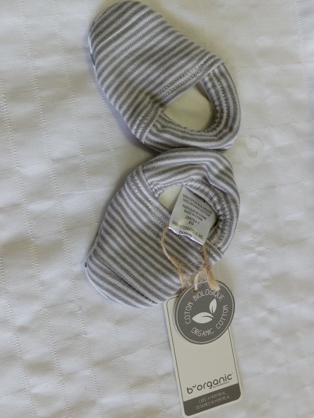 Cute little b organic grey organic cotton slippers  4 inches new